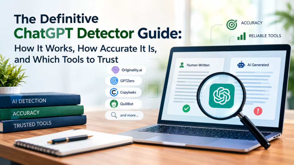 ChatGPT detector guide comparing AI-generated and human-written text and AI detection tools.