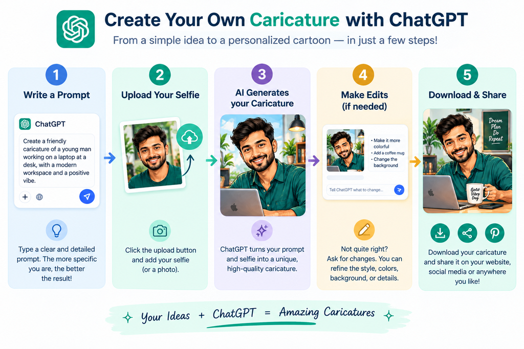 Map the ChatGPT caricature workflow