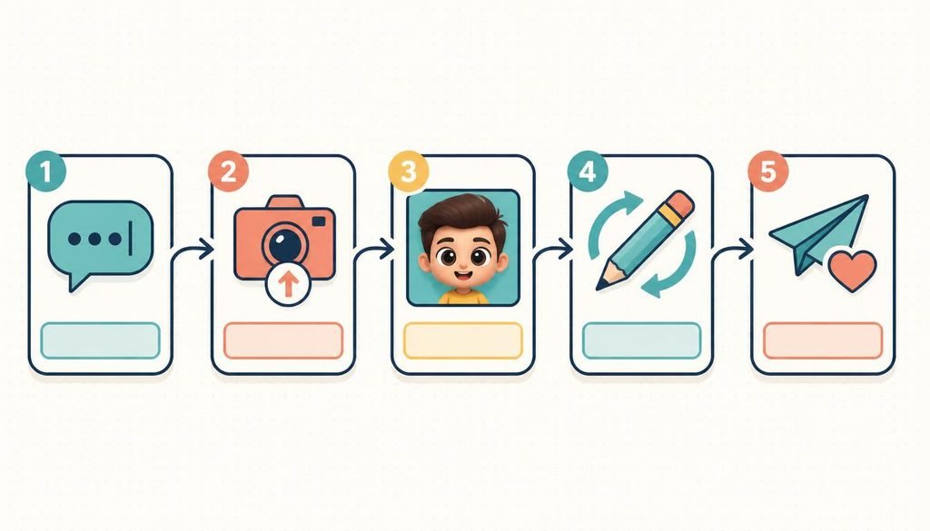 Follow the ChatGPT caricature workflow from prompt to post